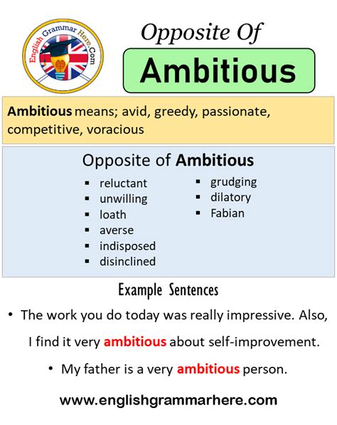 antonyms for ambitious|opposite of ambitious word.